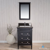 Bordeaux 24" Vanity Set with Mirror and Mocha Woodland Quartz Countertop