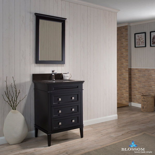 Bordeaux 24" Vanity Set with Mirror and Mocha Woodland Quartz Countertop