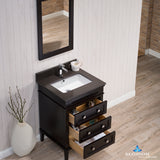 Bordeaux 24" Vanity Set with Mirror and Mocha Woodland Quartz Countertop
