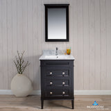 Bordeaux 24" Vanity Set with Mirror and White Carrara Marble Countertop