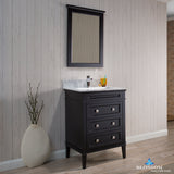 Bordeaux 24" Vanity Set with Mirror and White Carrara Marble Countertop