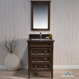 Bordeaux 24" Vanity Set with Mirror and Mocha Woodland Quartz Countertop