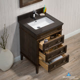 Bordeaux 24" Vanity Set with Mirror and Mocha Woodland Quartz Countertop
