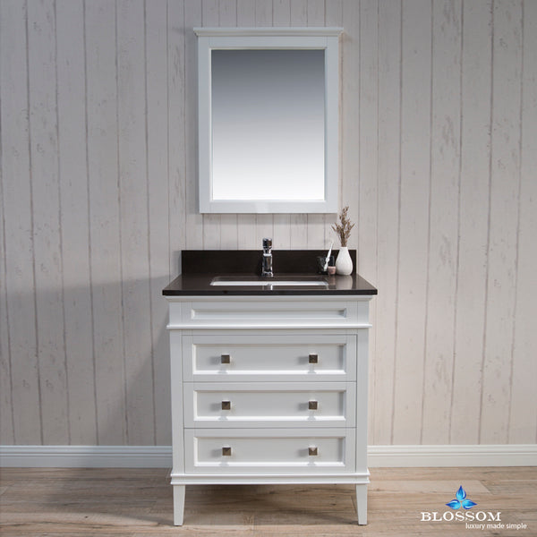 Bordeaux 30" Vanity Set with Mirror and Mocha Woodland Quartz Countertop