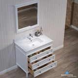 Bordeaux 36" Vanity Set with Mirror and White Carrara Marble Countertop