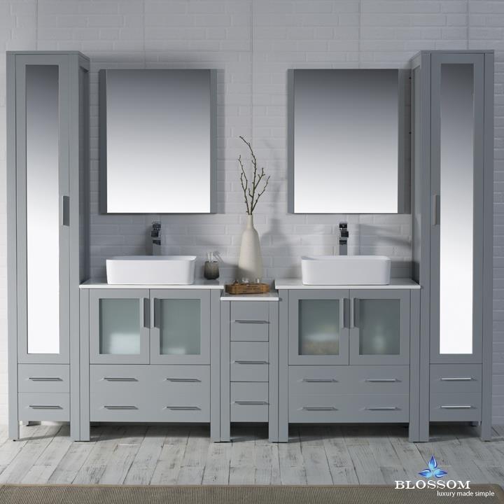 Custom Closet, Cabinet in Bathroom with Sleek, Vanity Look Santa