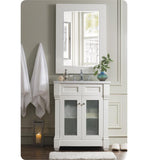 Weston 30" Vanity w/Glass Doors, Cottage White w/Arctic Fall Top