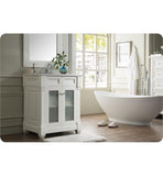 Weston 30" Vanity w/Glass Doors, Cottage White w/Arctic Fall Top