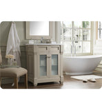 Weston 30" Vanity w/Glass Doors, Sea Gull w/ Snow White Top