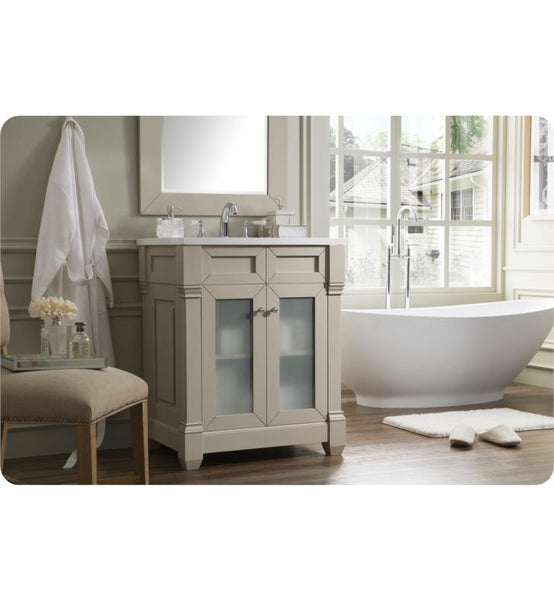 Weston 30" Vanity w/Glass Doors, Sea Gull w/ Snow White Top