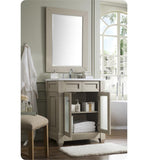 Weston 30" Vanity w/Glass Doors, Sea Gull w/ Snow White Top