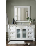 Weston 60" Single Vanity w/ Glass Doors, Cottage White w/ Arctic Fall Top