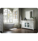 Weston 60" Single Vanity w/ Glass Doors, Cottage White w/ Arctic Fall Top