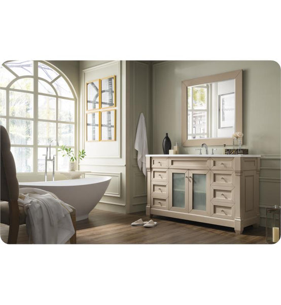 Weston 60" Single Vanity w/ Glass Doors, Sea Gull w/ Snow White Top