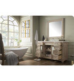 Weston 60" Single Vanity w/ Glass Doors, Sea Gull w/ Snow White Top