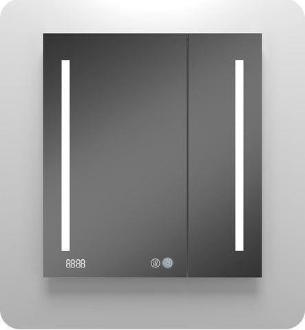 AQUADOM Led Medicine cabinet for Bathroom With Dimable LED Light- Integrated Clock & USB Ports With Outlets-Recessed & Surface Mount-Defog Mechanism (36in x 30in x 5in)