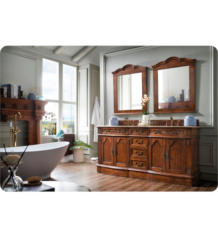 Amalfi 72" Double Travertine Top Vanity, Cherry