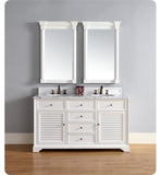 Savannah 60" Cottage White Double Vanity with 2 CM Galala Beige Marble Top