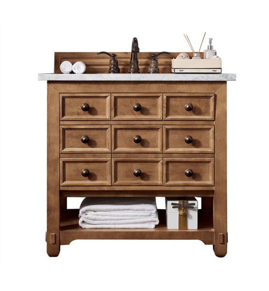 Malibu 36" Single Vanity Cabinet, Honey Alder