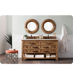 Malibu 60" Double Vanity Cabinet, Honey Alder