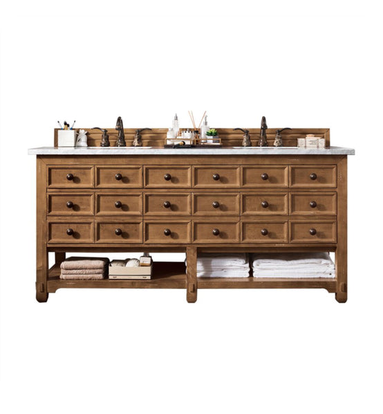 Malibu 72" Double Vanity Cabinet, Honey Alder