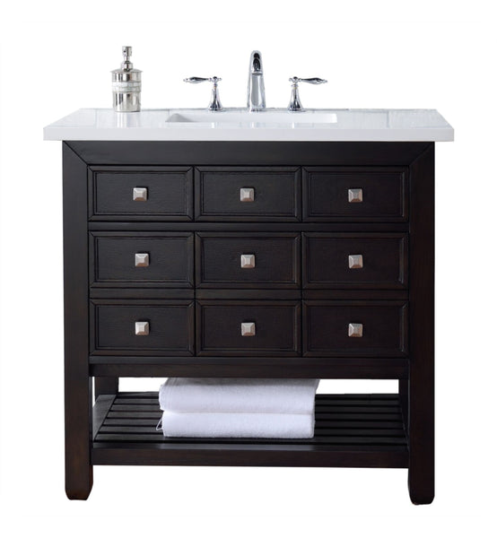 Vancouver 36"  Vanity w/Drawers, Cerused Espresso Oak