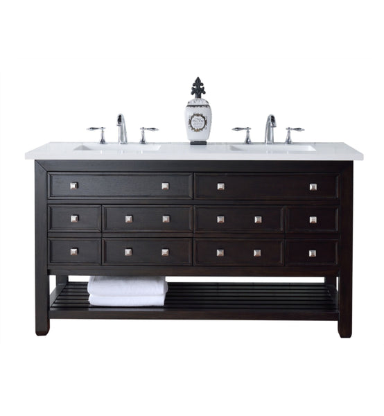 Vancouver 60" Double Vanity w/Drawers, Cerused Espresso Oak