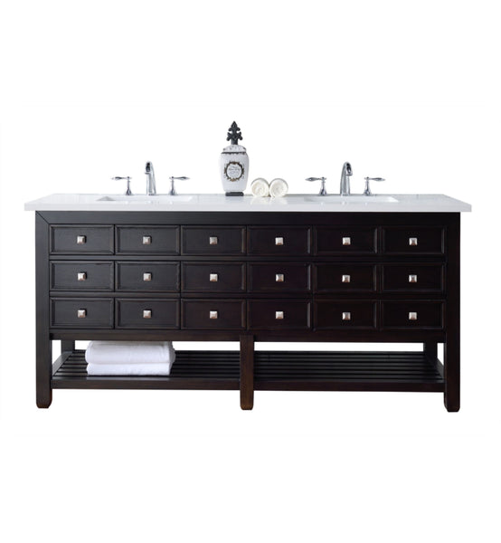 Vancouver 72" Single Vanity w/Drawers, Cerused Espresso Oak