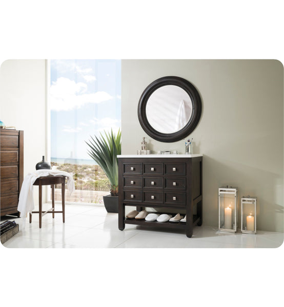 Victoria 33" Single Vanity, Cerused Espresso Oak w/ Snow White Quartz Top