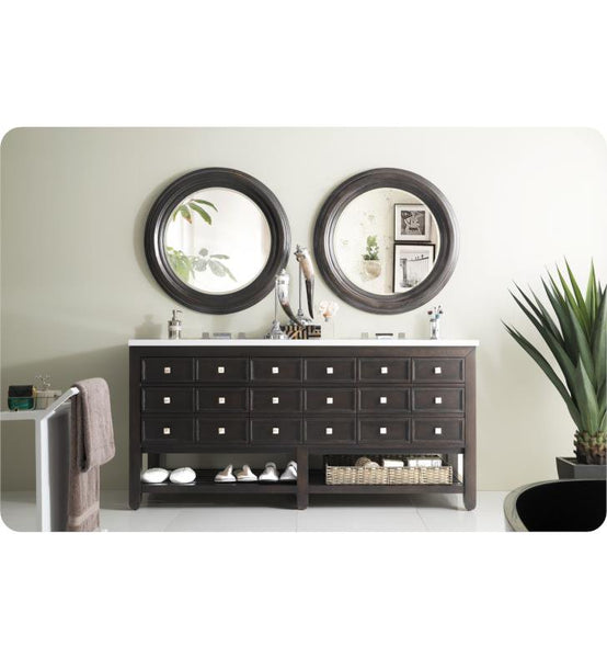Victoria 69" Double Vanity, Cerused Espresso Oak w/ Snow White Quartz Top