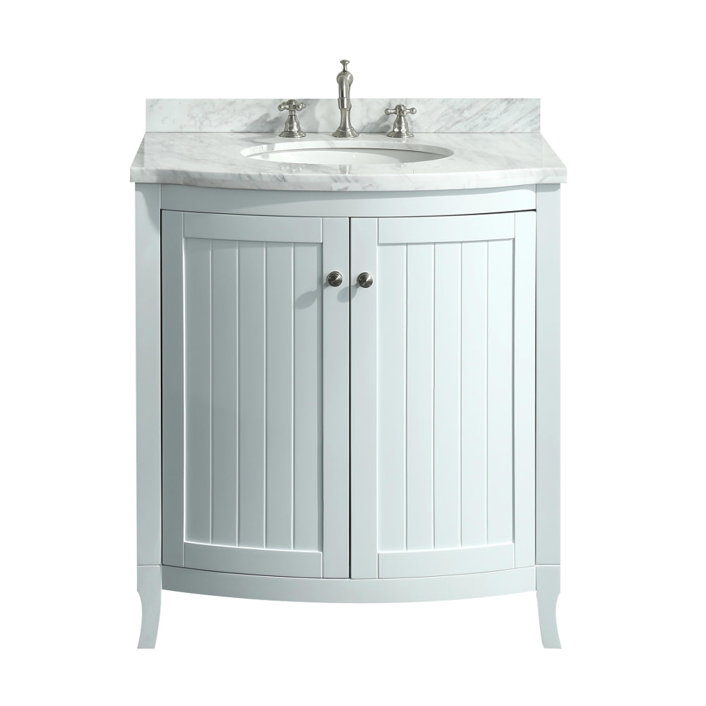 Eviva Odessa Zinx+? 30? White Bathroom Vanity with White Carrera Marbl