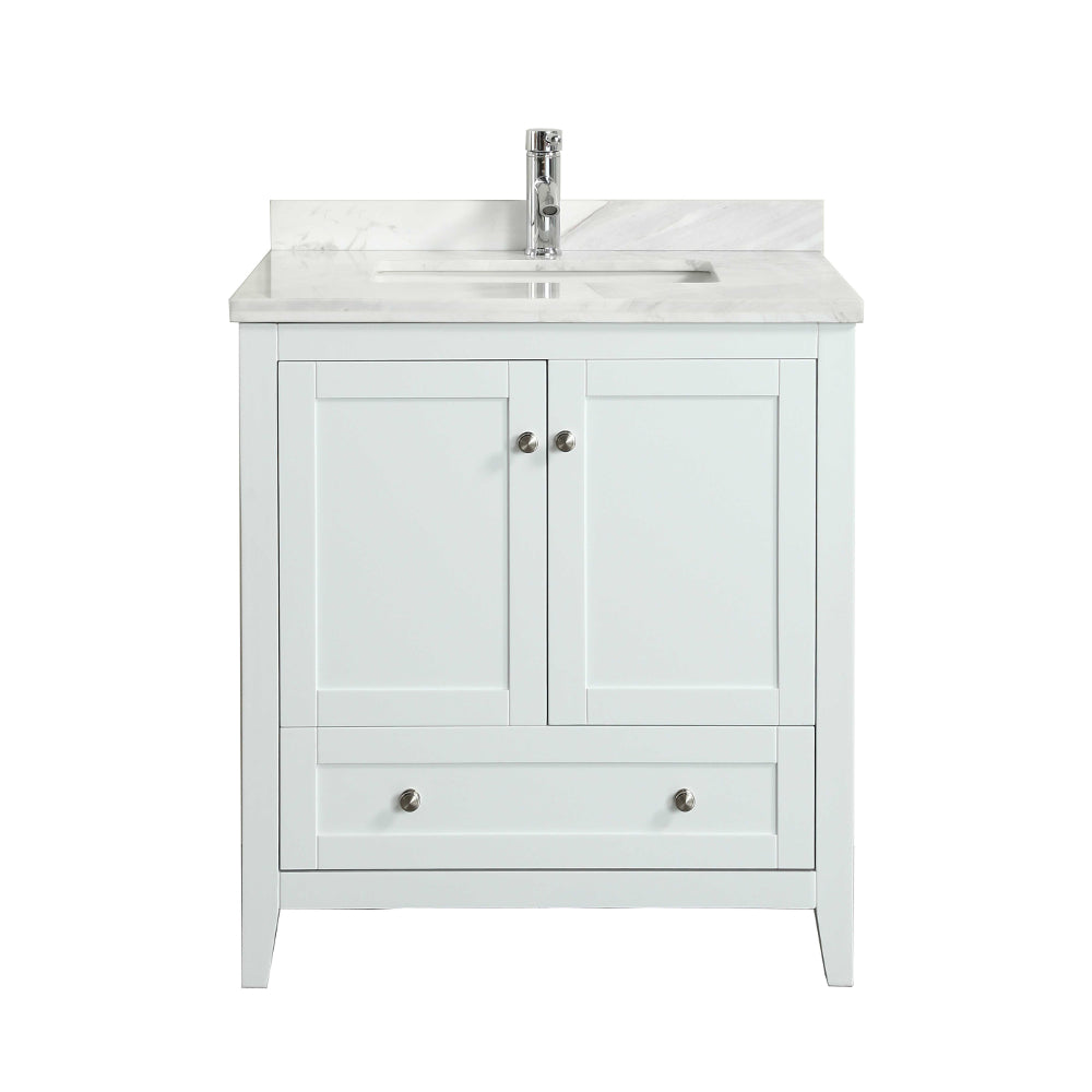 Eviva Lime? 30" Bathroom Vanity White with White Marble Carrera Top