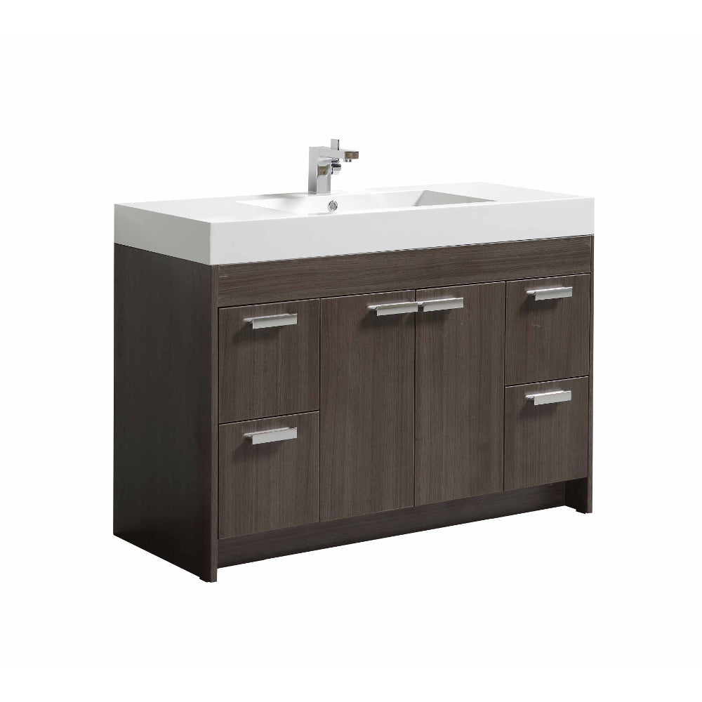 Eviva Lugano 48" Grey Oak Modern Bathroom Vanity with White Integrated