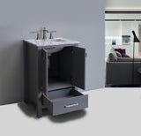 Eviva Aberdeen 30" Gray Transitional Bathroom Vanity w/ White Carrara Top