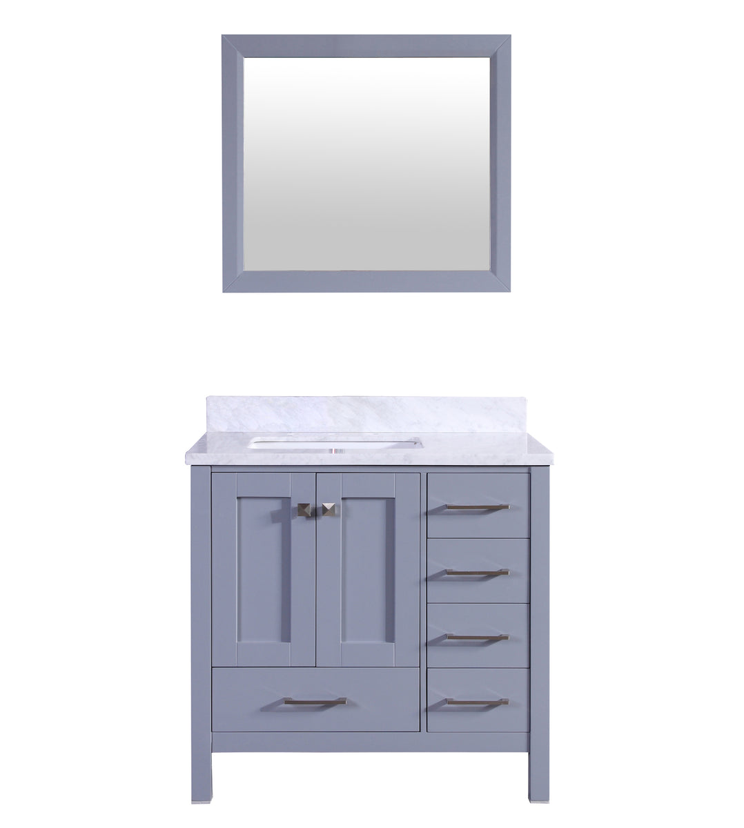 Eviva Aberdeen 36" Transitional Grey Bathroom Vanity with White Carrer