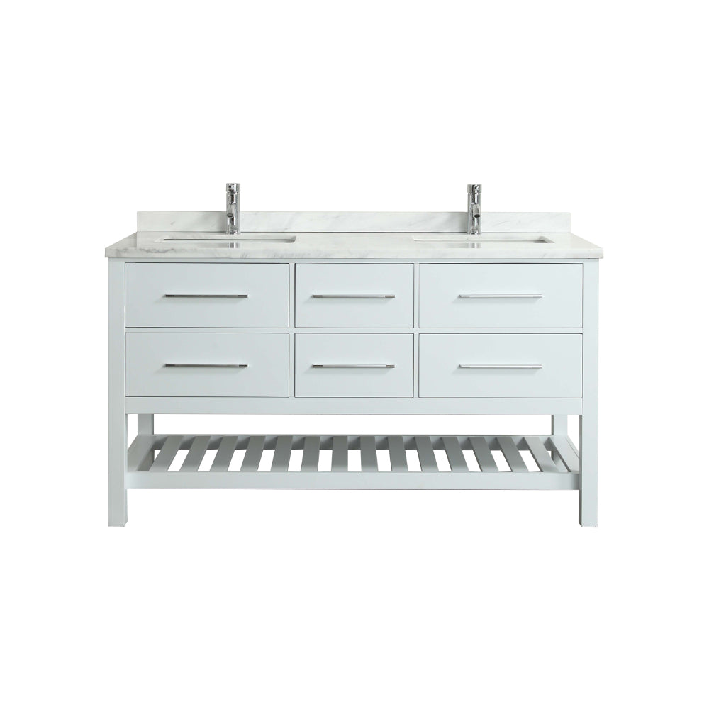 Eviva Natalie F.? 60" White Bathroom Vanity with White Carrera Marble
