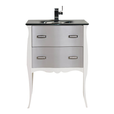 Eviva Aranjuez? 24?  White & Silver Modern Bathroom Vanity Set with Integrated Sink