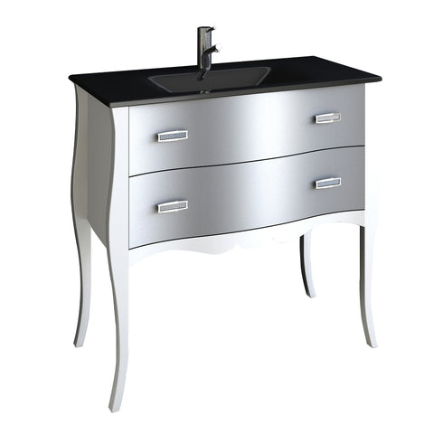 Eviva Aranjuez? 32?  White & Silver Modern Bathroom Vanity Set with Integrated Sink