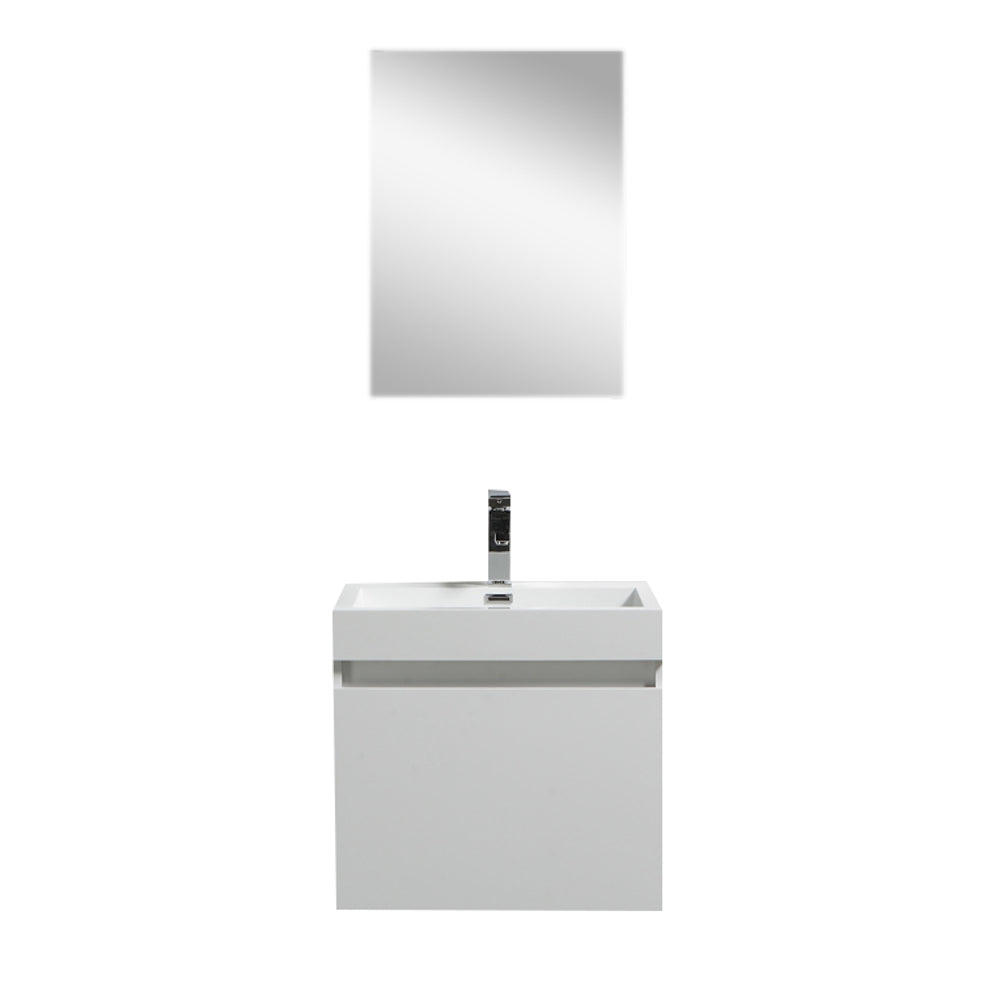 Eviva Drop 24" White Wall Mount Modern Bathroom Vanity with White Inte