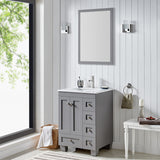 Eviva Acclaim 24" Gray Transitional Bathroom Vanity w/ White Quartz Top