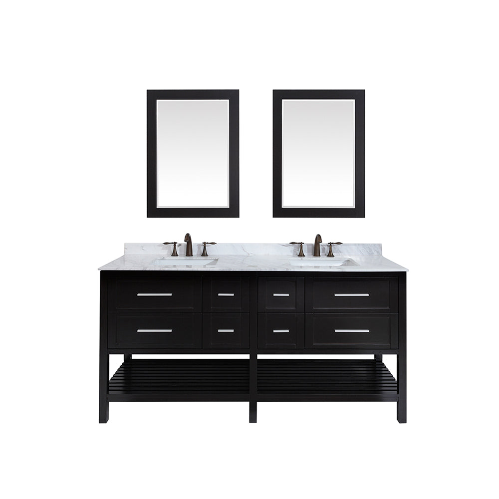Eviva Natalie F.? 72" Espresso Bathroom Vanity with White Jazz Marble Kitchen Queens