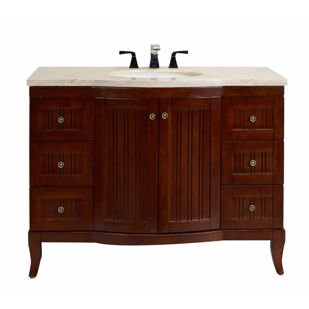 Eviva Odessa Zinc 48" Brown Bathroom Vanity Set with Crema Marfil Marb