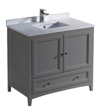 Fresca Oxford 36" Gray Traditional Bathroom Cabinet w/ Top & Sink