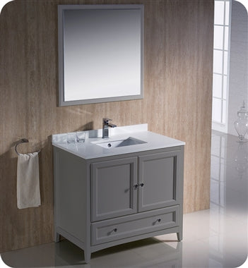 Fresca Oxford 36" Gray Traditional Bathroom Vanity