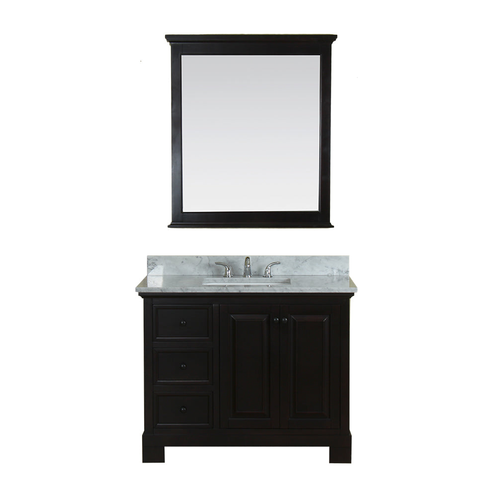 Richmond 42 in Single Bathroom Vanity in Espresso with Carrera Marble