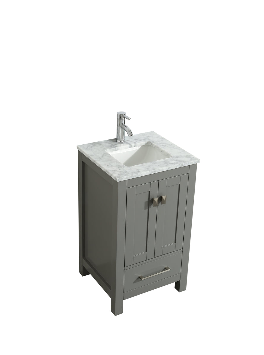 Eviva London 24" x 18" Gray Transitional Bathroom Vanity w/ White Carr Kitchen Queens