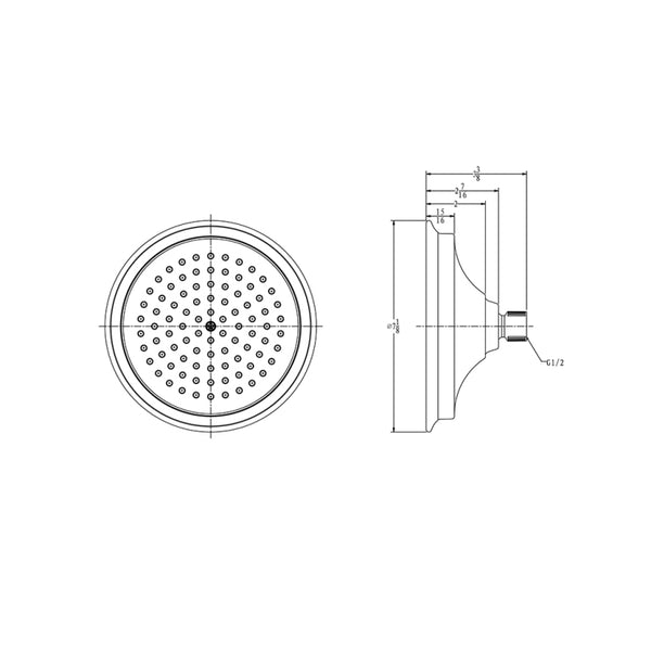 Dawn? Single Function 7" Round Rain Showerhead, Brushed Nickel
