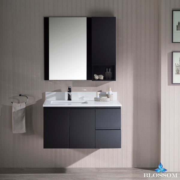 Monaco 36" Wall Mount Left Vanity Set with Mirror and Wall Cabinet