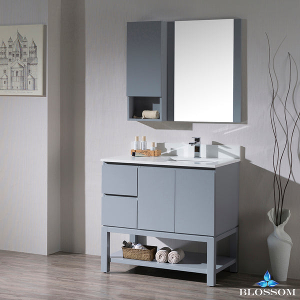 Monaco 36" Right Vanity Set with Mirror and Wall Cabinet
