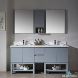 Monaco 72" Double Vanity Set with Mirror and Wall Cabinet